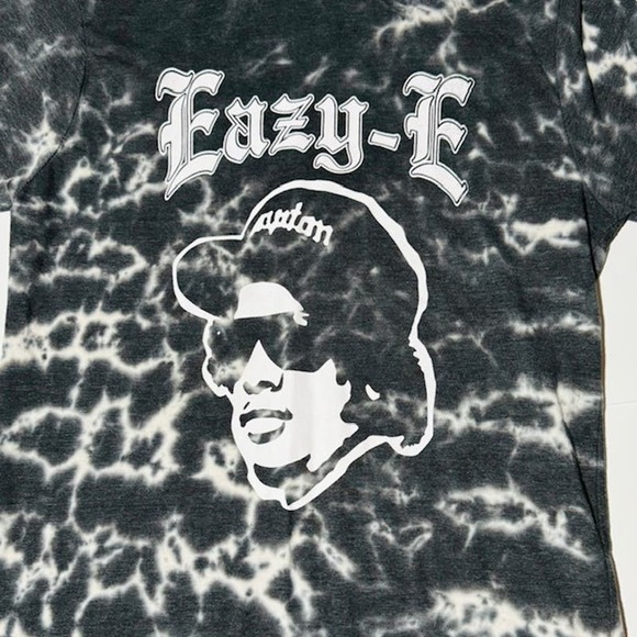Easy-E Bl Wh Tie Dye Tshirt Hip Hop NWA Ruthless Records Compton Rap Size L - Picture 2 of 4